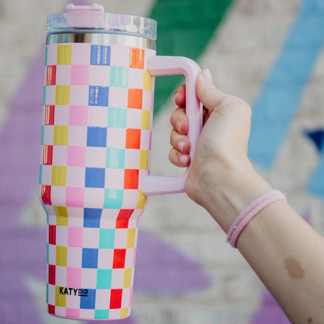 Katydid DRINK TUMBLER | MULTICOLORED CHECKS