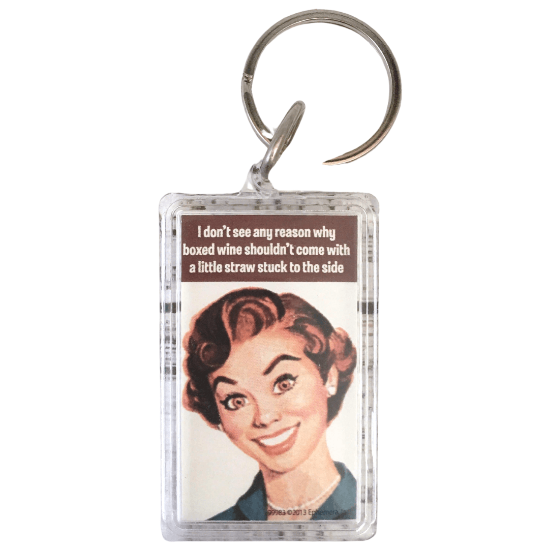 Ephemera Keychains KEYCHAIN - BOXED WINE & A STRAW