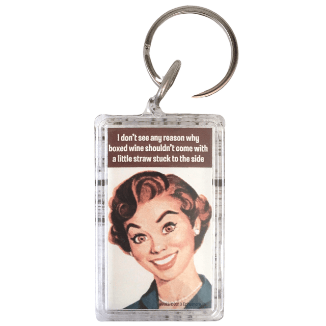 Ephemera Keychains KEYCHAIN - BOXED WINE & A STRAW