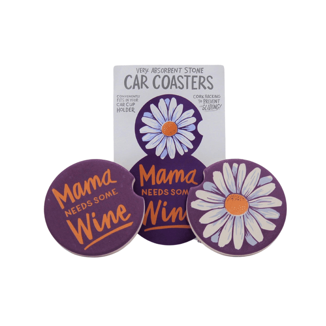 Primitives by Kathy CAR COASTERS - MAMA NEEDS WINE