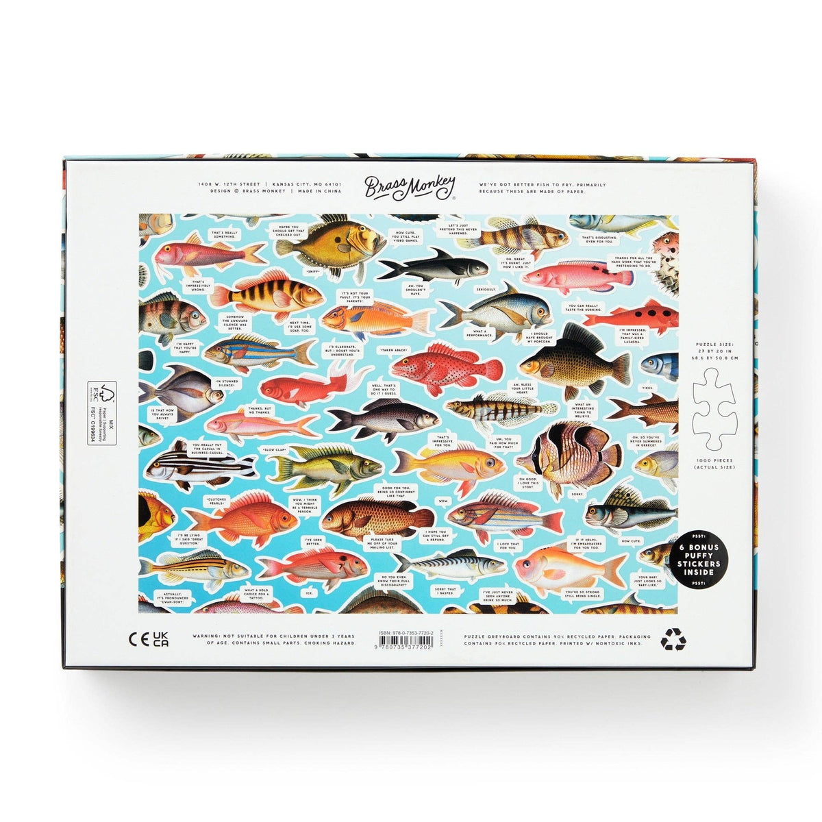 Chronicle Books Jigsaw Puzzles Brass Monkey Judgy Fish 1000 Piece Puzzle