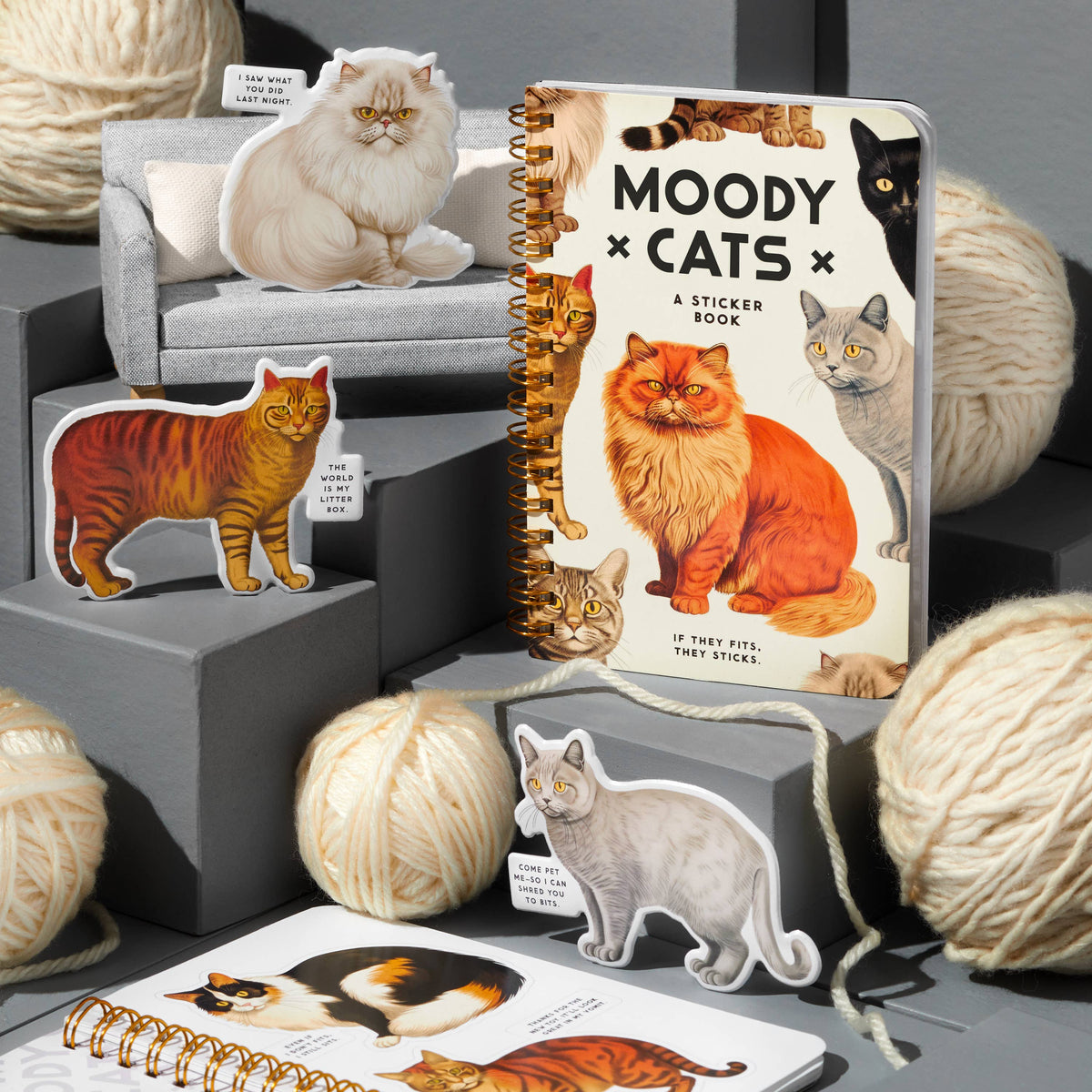 Chronicle Books Stickers Brass Monkey Moody Cats Sticker Book